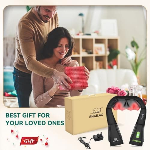 Snailax Cordless Massager - Shiatsu Neck and Shoulder Massager with Heat, Portable, Lumbar, Back Electric Massage Pillow, Christmas Gift 6