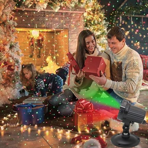 SUNFUCAN Laser Christmas Projector Lights Outdoor, Outdoor Garden Laser Light, Landscape Lights with Red and Green Stars, IP65 Waterproof,Cold Resistant. Suitable for Holiday, Party, Garden Decorati 4