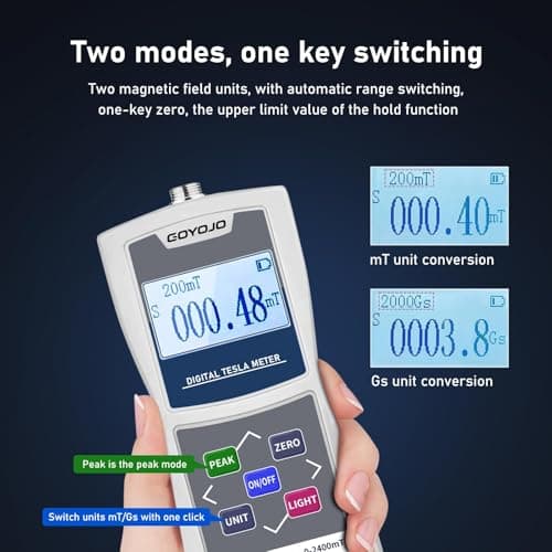 GOYOJO Digital Gauss Meter 0–2400mT, High Accuracy Magnetic Field Tester for DC Magnet Measurement, Permanent Magnets, Motors, Speakers, and Industrial Applications 5