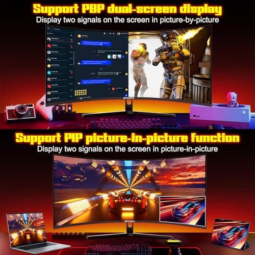 SANSUI 34 Inch 240Hz Ultrawide Curved Gaming Monitor UWQHD 3440×1440, 21:9 2K Curved Monitor 1500R,HDR400,Fast VA, PIP/PBP,AI Crosshair,AIPQ(Visual Enhance),MPRT 1ms,HDMI2.1*2,DP1.4*2(DP Cable Incl.) 4