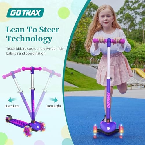 Gotrax KS1 Kids Kick Scooter, LED Lighted Wheels and 3 Adjustable Height Handlebars, Lean-to-Steer & Widen Anti-Slip Deck, 3 Wheel Scooter for Boys & Girls Ages 2-8 and up to 110 Lbs 4