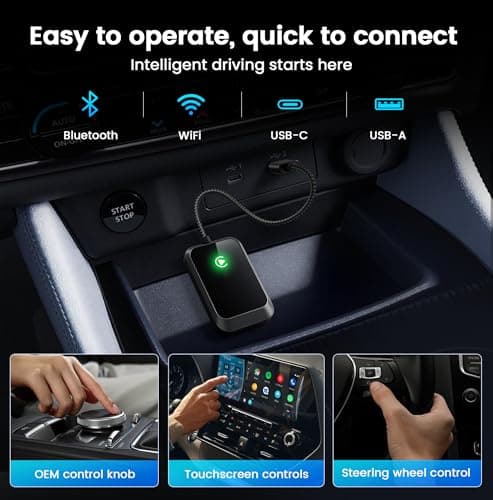 Lincisoonic Wireless CarPlay Adapter for iPhone – Plug-and-Play with USB-A Extension & USB-C Connector, Zero Latency, Compatible with 2016+ Cars & iOS 10+ 2