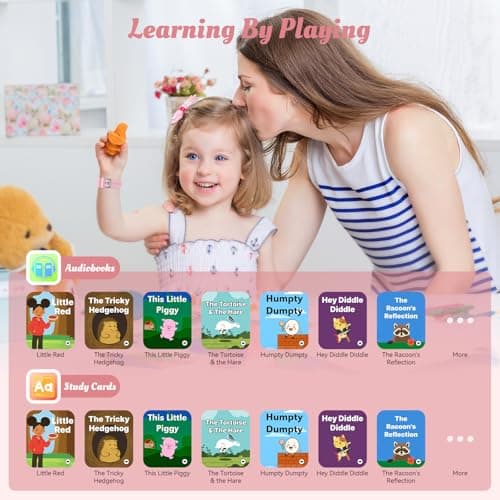 Smart Watch for Kids, 12 Puzzle Games HD Touch Screen Watches, Step Counter, Heart Rate and Sleep Monitor, Flashlight, Music Player,12/24 hr Educational Toys Birthday Gifts for Girls Ages 6-12 (Pink) 5