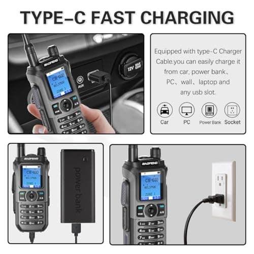 BAOFENG GMRS Handheld Radio Ham Radio Long Range GM21 Rechargeable Walkie Talkies,NOAA Weather Receiver GM-15 PRO 999 Channels Two Way Radio with USB-C Charger for Survival Gear Hunting,2 Pack 5