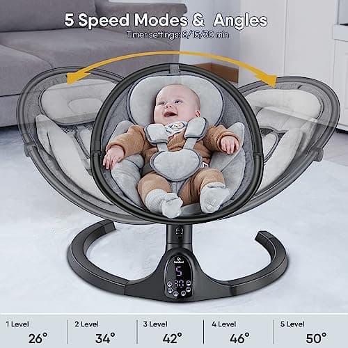 BabyBond Baby Swings for Infants to Toddler | Bluetooth Baby Swing with 3 Seat Positions | 5 Natural Sway Motion | Bluetooth Music | 5-Point Harness | Includes Remote Control 3