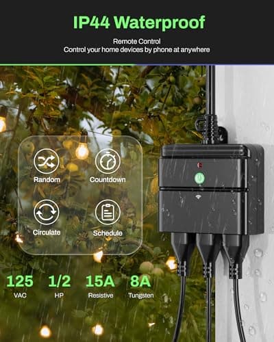 BN-LINK Smart Wi-Fi Outdoor Smart Plug, Heavy Duty Wi-Fi & Bluetooth Smart Plug with 3 Outlets, Alexa Smart Plugs for Alexa Devices & Google Assistant, Weatherproof IP44, No Hub Required, ETL Listed 5