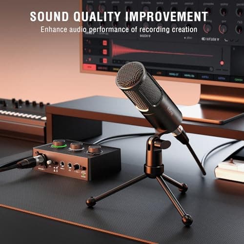 FIFINE Podcast Equipment Bundle Set, Music Recording Kit with Studio Dynamic Microphone and USB Audio Mixer with XLR Mic Input, Headphone Monitoring, Volume Knob for Vocal/Voice Over-AmpliTank KS6 2