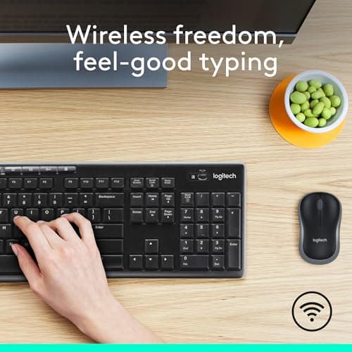 Logitech MK270 Wireless Keyboard and Mouse Combo for Windows, 2.4 GHz, 8 Multimedia Keys, PC, Laptop, Wireless Keyboard Compact Mouse Combo - Black 2