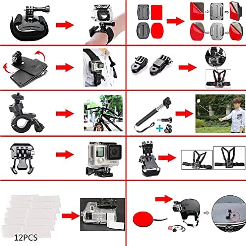 60 in 1 Camera Accessories Kit Compatible with GoPro Hero 13 12 11 10 9 8 7 6 /Session 5/Hero 4/3+/3/2/1, Insta360, DJI Osmo Action, AKASO, APEMAN, Campark, SJCAM 5