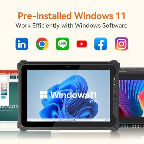 iEdge T10W-2D Rugged Windows Tablet, 10.1" Durable Industrial Tablet with Scan,Water-Proof, 700nit Sunlight Readable,8GB+128GB, GPS, BT5.0 Wi-Fi for Warehouse, Enterprise Work, Vehicle 3
