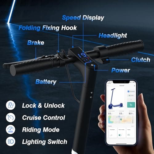 Electric Scooter Adults Commuting Travel,30 Miles Long Ranges Portable Foldable Top Speed 22MPH,10'' Solid Tires,500W Motor Dual Brake and Dual Suspension,264LBS Load App Control Escooter for Teens 4