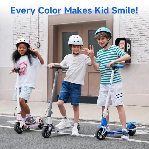 isinwheel S4 Electric Scooter for Kids Ages 6-14, 200W Foldable Kids Electric Scooter with 3 Speeds (5/8/12 Mph), LED Display, Colorful Lights, Gift for Kid 5