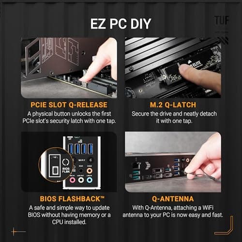 ASUS TUF Gaming X870-PLUS WiFi AMD AM5 X870 ATX Motherboard, 16+2+1, 80A SPS Power Stages, DDR5, PCIe 5.0 Ready, Four M.2 Slots, Wi-Fi 7, 2.5Gb LAN, HDMI, USB4® 40Gbps, SATA 6 Gbps, USB 20Gbps Type-C 4