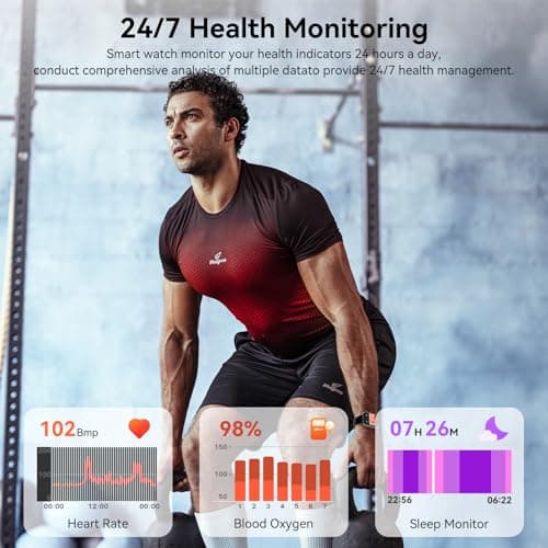 Smart Watch for Men Women, 1.85" HD Fitness Tracker with Bluetooth Calls, 120+ Sport Modes Fitness Watch, Fitness Tracker 24/7 Heart Rate/Sleep Monitor, IP68 Waterproof, Smartwatch for Android/iPhone 4