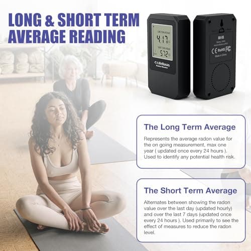 Life Basis Home Radon Detector, Portable Radon Tester for Home with Long and Short Term Radon Monitoring 0-500 pCi/L Range Battery Operated (Including Battery) 4