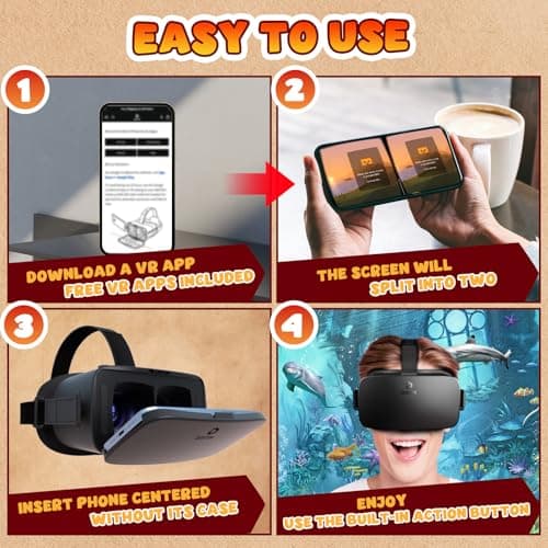 DESTEK V5 VR Headset for Phone with Controller, Anti-Blue Eyes Protected HD Lenses, 110° FOV Virtual Reality Headsets VR Goggles for iPhone 17/16/15/14/13/12/11, Samsung, Android - Black 5
