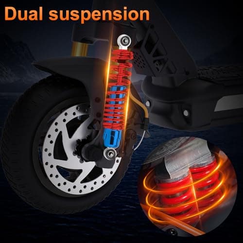 CUNFON Electric Scooter, 1200W Motor, MAX 50 Miles Long Range & 31 mph Top Speed, with 10.5" Off Road Tires, Dual Brake & Dual Suspension Commuting E-Scooter for Adults and Teens 2