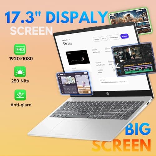 HP 17-inch Laptop Computer for Business & Student - AMD Ryzen 5 7430U(Up to 4.3GHz), 16GB RAM, 512GB SSD, 17.3" FHD IPS Anti-Glare Display, Wi-Fi 6, BT 5.4, Win 11 Pro, w/Redragon Accessories 3