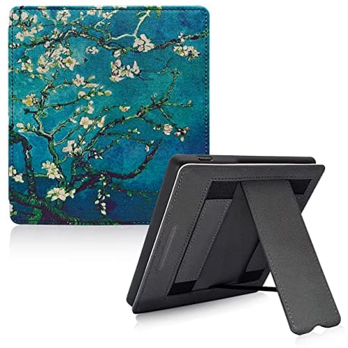 GOVTVA Stand Soft Case for 7 Inch Kindle Oasis (10th Generation, 2019 Release and 9th Generation, 2017 Release) with Double Hand Strap/Auto Sleep & Wake/Magnetic Closure (Apricot Blossom)