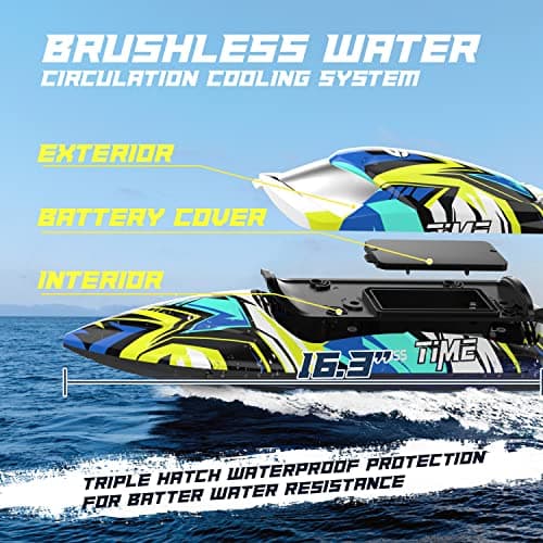 DEERC Brushless Remote Control Boat, 30+ mph Self-Righting RC Boat Racing for Pool & Lake, Full Proportional 2.4Ghz Fast Summer Water Toy with LED Light for Adults & Kids 4