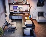 ODK L Shaped Gaming Desk with Hutch, Computer Desk with Storage Shelves, 66" L Shaped Desk for Home Office, Corner Desk with Headphone Hook, Black 4