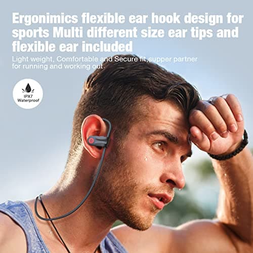 Boean Bluetooth Headphones, Wireless Headphones with 16 Hours Playtime Bluetooth 5.3 Wireless Earbuds HD Deep Bass Stereo Sound Isolation IPX7 Waterproof Earphones for Workout Running Sports 2