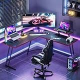 Homall L Shaped Gaming Desk Computer Corner Desk PC Gaming Desk Table with Large Monitor Riser Stand for Home Office Sturdy Writing Workstation (Black, 51 Inch) 2
