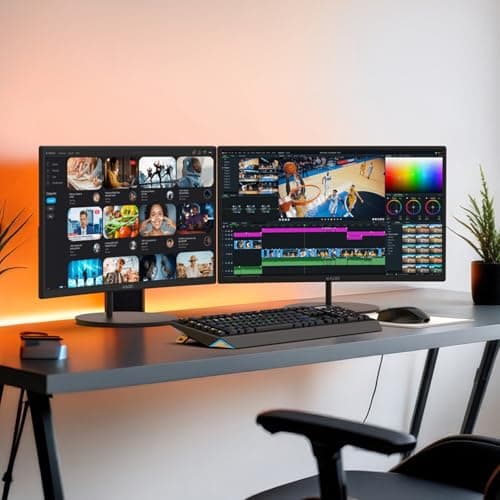 Kado Dual Monitor Setup - 2-Pack 24" Curved 1920x1080 Computer Monitor 1500R 75Hz VESA Mount HDMI Office Gaming Hybrid Built-in Speakers (C24X Dual Series) 4