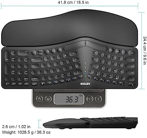 Arteck Split Ergonomic Keyboard with Cushioned Wrist and Palm Rest, 2.4G USB Wireless Comfortable Natural Ergonomic Split Keyboard, for Windows Computer Desktop Laptop 4