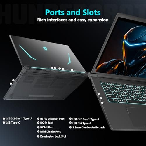Thunderobot Storm 17 5060 Gaming Laptop, 17.3" QHD 165Hz 2K Display, Core i7-13620H, GeForce RTX 5060, 64GB DDR5 RAM, 2TB SSD, RGB Backlit Keyboard, Wi-Fi 6, Win11 Home 5