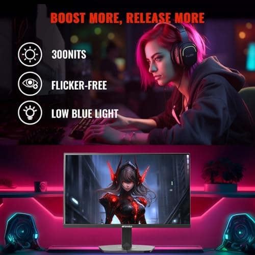 SANSUI 24 Inch Gaming Monitor 200Hz 180Hz 1Ms FreeSync HDR 110% sRGB FHD 1080P Computer Monitor HDMI DP Ports Eye Care Frameless VESA Mount Cable Management (ES-G24F4L HDMI Cable Included) 2