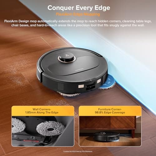 roborock Qrevo S5V Robot Vacuum and Mop, FlexiArm Edge Mopping, 12,000Pa Suction, Dual Zero-Tangle System, Smart Obstacle Avoidance, 10mm Mop Lifting, Auto Mop Washing&Drying, Self-Emptying&Refilling 4