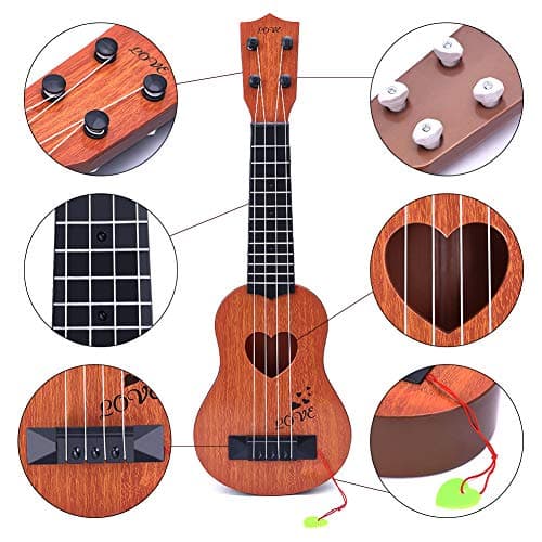 YEZI Kids Toy Classical Ukulele Guitar Musical Instrument, Brown 5