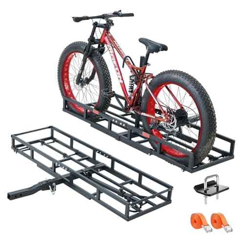 Hitch-Mount Bike Rack for Ebike Heavy-Duty - Comes with Cargo Carrier Fits 2 Electric Fat-Tire Mountain Bicycles Fits 2" Receiver for Car Trailer SUV Truck RV Minivan