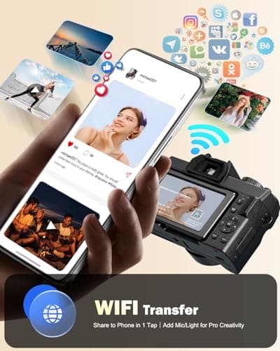 NBD 8K Digital Cameras for Photography,64MP Camara Fotograficas,Travel Vlogging Cameras for YouTube with 180°Flip Screen,16X Digital Zoom,52mm Macro Lens,2 Batteries,64GB TF Card(Black) 3