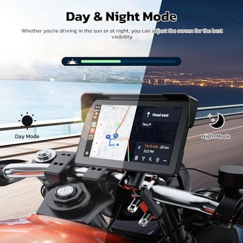 LAMTTO 7-Inch Wireless Motorcycle Carplay GPS Navigation System with Apple Carplay and Android Auto, Portable Moto Car Play Screen with Dual Bluetooth, Navigation, Siri, Google Assistant, Anti-Glare 5