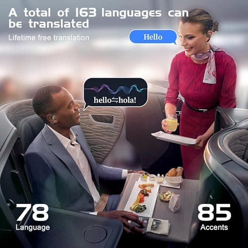 IAMJOY Language Translation Earbuds, 163 Two Way AI Translator Earbuds Language Translator OWS Earbuds Real Time 3-in-1 Online Translator Device with APP Fit iOS ＆ Android for Travel Business Learning 2