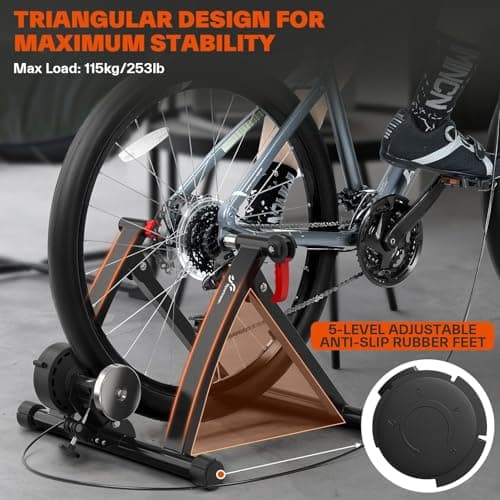 Sportneer Bike Trainer - Magnetic Stationary Bike Stand for 26-28" & 700C Wheels - Adjustable 6 Level Resistance Bike Trainer Stand for Indoor Riding with Quick Release Lever & Front Wheel Riser Block 5