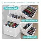 Lufeiya White Desk with Fabric File Drawers Cabinet, 47 Inch Reversible Computer Desk with Filing Cabinet for Bedroom Small Space Home Office, Modern Writing Table PC Desks, White 4