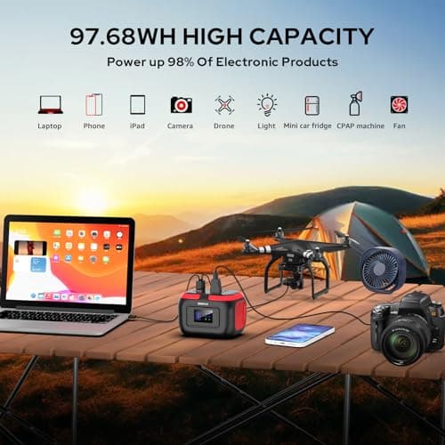 ENOFLO Portable Power Station, 97Wh Solar Generator, Lithium Battery Power with 110V AC 120W Peak Socket/DC/USB QC3.0/LED Light for Outdoor Camping Trip Home Backup Emergency 2