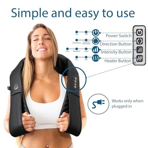 InvoSpa Shiatsu Massager with Heat - Deep Tissue Kneading Pillow for Neck, Shoulders, and Back - Electric Full Body Massage 2
