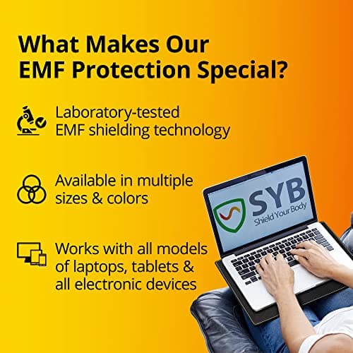 Shield Your Body - Laptop Lap Pad with SaferBody™, Anti Radiation Shield & Heat Shield Pad, EMF Blocker Laptop Pad for Up to 14in.Wide Device (13.8 x 10.7 inches), Jet Black PU Leather Color 5