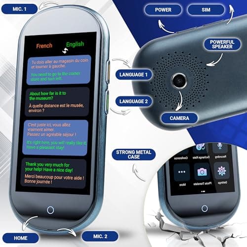 Vavus Language Translator Device with Unlimited Lifetime Global 4G Internet Included - Sim Card, WiFi & Offline Translation - 138 Languages and dialects (Graphite) 5