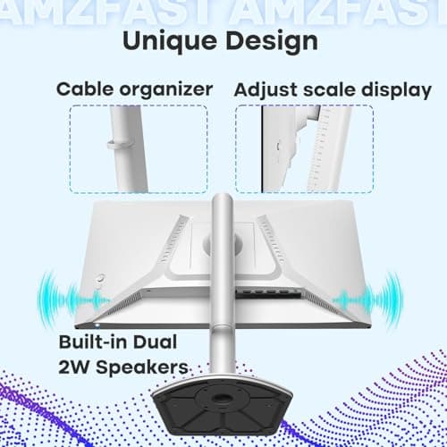 Amzfast 24 Inch Gaming Monitor 180Hz QHD 2k 2560 ×1440p Monitor, 1ms Adaptive Sync, 96% DCI-P3, Built-in Speakers, Height Adjustable, VESA Mount, IPS Monitor with HDMI 2.0 x 2 & DP 1.4 x 2, AMZG24F6Q 5