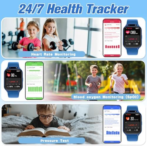 Smart Watch for Kids 1.85" with Fitness Tracker, Sleep Monitor, 22/100+ Sport Modes, DIY Dial, IP68 Waterproof, Step Counter, Heart Rate, Camera, with/Without APP, Gift for 3-12 Years Old Boys Girls 2