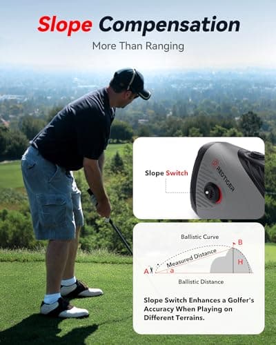 REDTIGER Golf Rangefinder, 7X Magnification 1200 Yards Laser Range Finder with Slope, Built-in Magnetic Bracket, Flag Pole Locking Vibration＆Rechargeable, GolfVue Series 1 pro 4