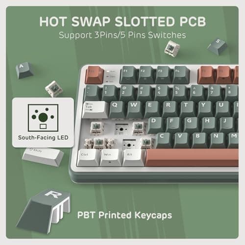 RK ROYAL KLUDGE S98 Mechanical Keyboard w/Smart Display & Knob, Top Mount 96% Wireless Mechanical Keyboard BT/2.4G/USB-C, Hot Swappable, Software Support, Creamy Sounding, 98 Keys 3