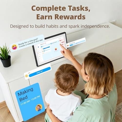 Dragon Touch 10.1 inch Digital Calendar Chore Chart – Interactive Touchscreen, Smart Family Planner, Hearth Display Desk Digital Calendar Seamless Scheduling Black 4