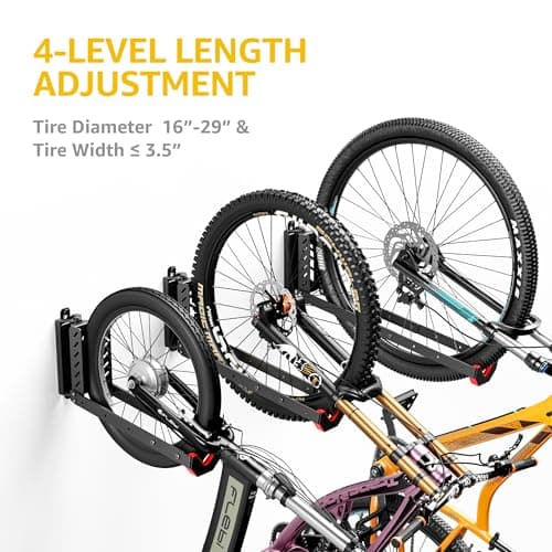 monTEK Swivel Bike Wall Mount, No Heavy Lifting Required Bike Wall Mount, Bike Hangers for Garage, Space-Saving Bike Rack Garage, Easy to Load and Unload, Bike Hanger Can Hold Up to 77 lbs, 2 Pack 5