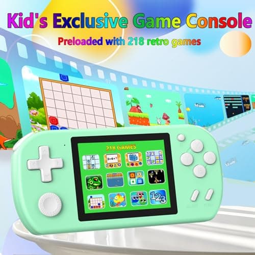 CCTU Handheld Games for Kids Preloaded 218 Retro Video Games, Portable Gaming System with 3.0" Screen Rechargeable Battery, Mini Travel Electronic Toy Birthday Gifts for Boys Girls (Cyan) 2